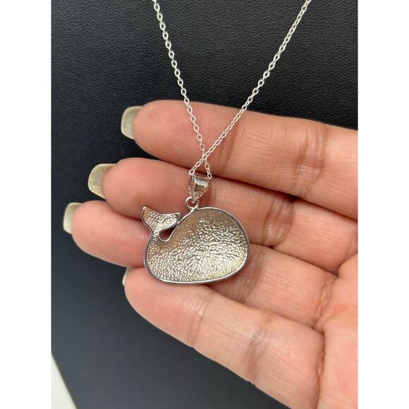 Marked 925 Matte Silver Whale Necklace - Picture 8 of 10